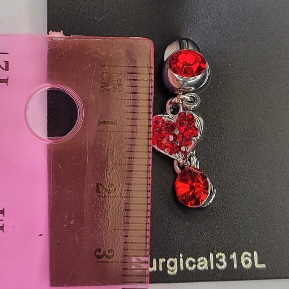 Red Navel Ring Belly Button Piercing Jewelry - Picture 3 of 5